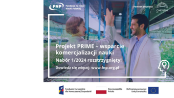 Plakat informujący o rozstrzygnięciu konkursu Prime